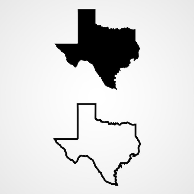 Texas Map Outlines and Silhouette