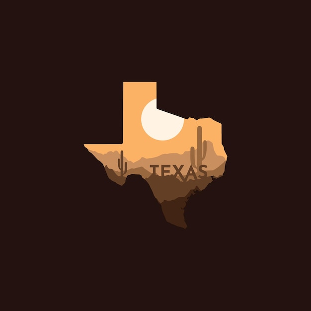 Mappa del texas con un bellissimo paesaggio selvaggio west illustrazione vettoriale