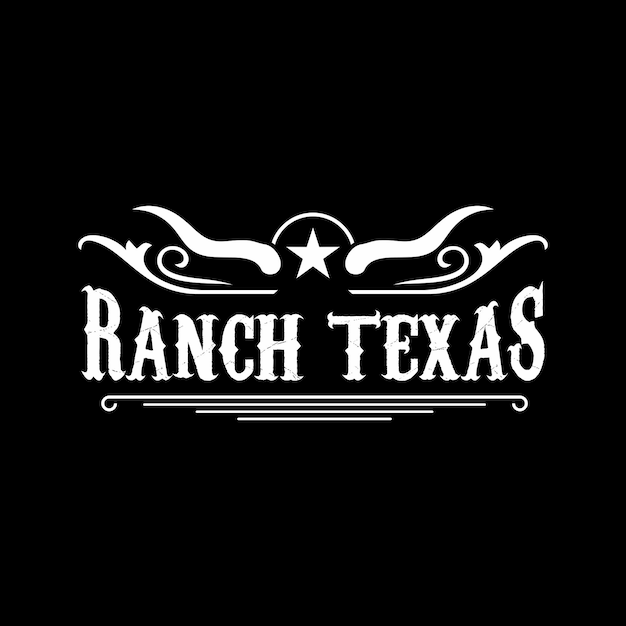 Texas ranch country western bull cattle vintage label logo design Premium Vector