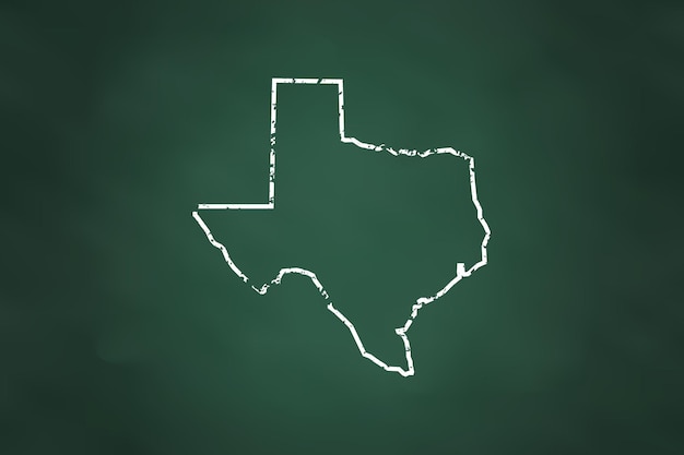 Texas State Borderline Map Chalk Style