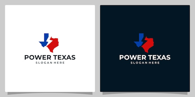 Texas state map logo design template with lightning bolt graphic design illustration icon symbol creative