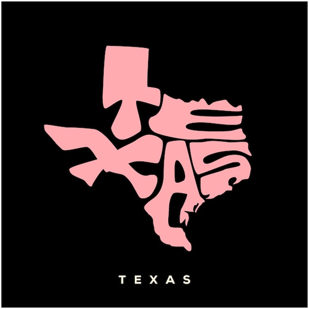 Texas state map typography Texas map typography Texas lettering