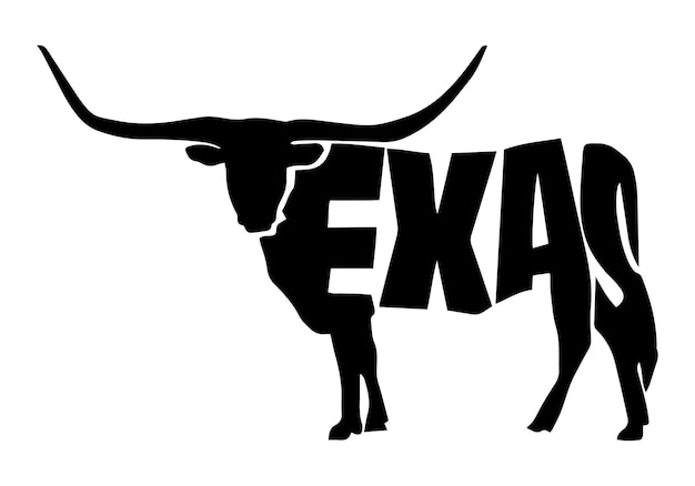 Texas with longhorn vector