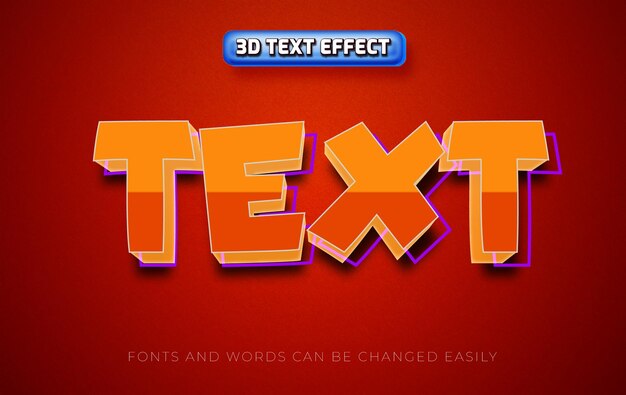 Vector text 3d editable font effect