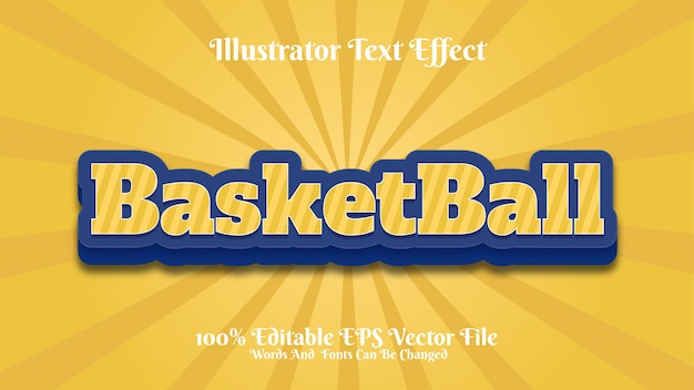 Vector text 3d effect basketball editable premium