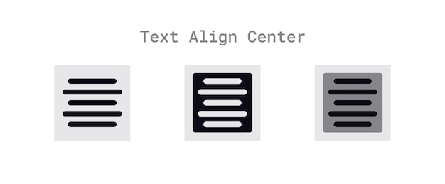 Text align center icons set