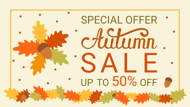 Text banners of the autumn sale for the September shopping promotion or the autumn discount in the store