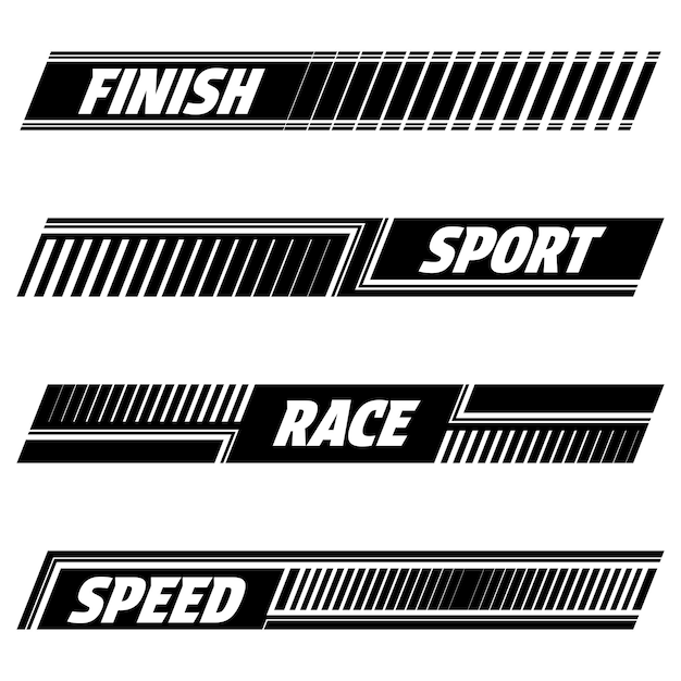 Text black sport decals set