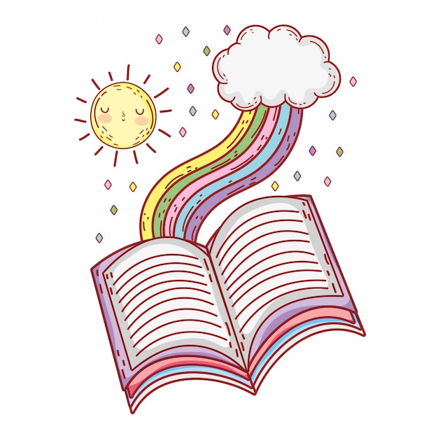 Text book with rainbow day celebration