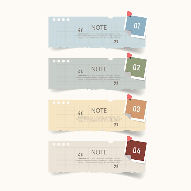 Vector text box design with note papers mockups