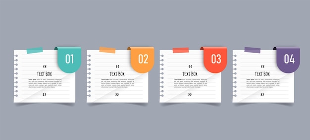 Text box design with note papers mockups