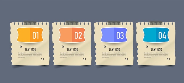 Vector text box design with note papers mockups