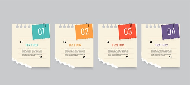 Text box design with note papers.