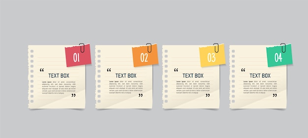 Text box design with note papers.