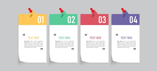 Text box design with note papers.