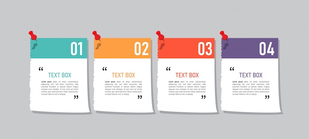 Text box design with note papers.