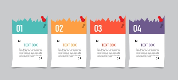 Text box design with note papers.