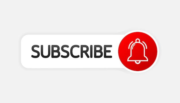 Text box and subscribe button template with the notification bell. button on white background.