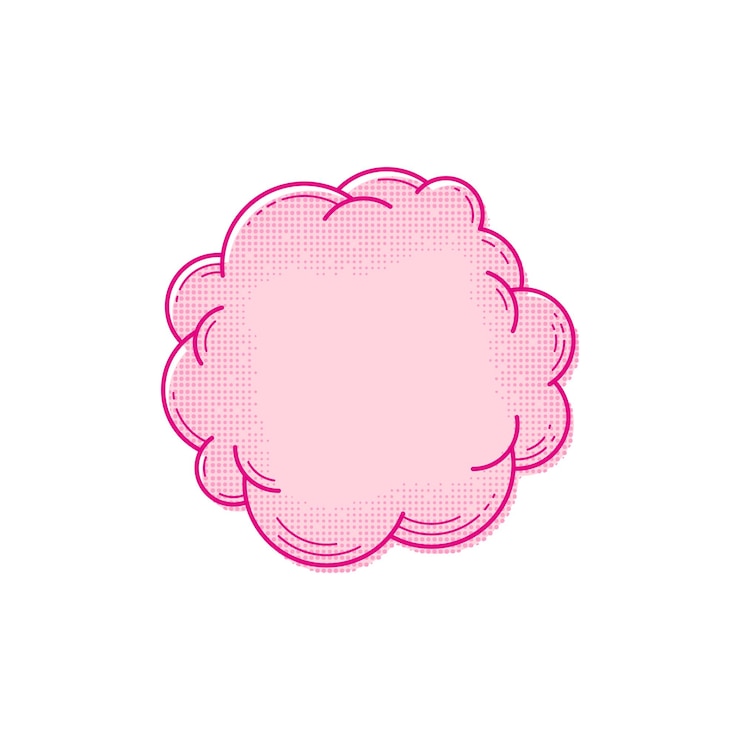 Vector text box template in comic style. empty halftone text bubble. pop art cloud. pink comic balloon