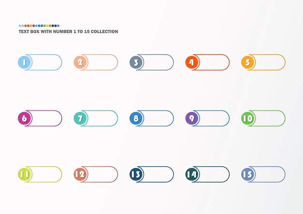 Text box with number collection Numbers from 1 to 15 Infographic buttons and points Design easy to edit Vector eps10