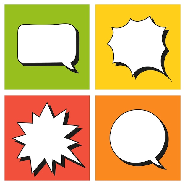 Text bubbles. Bright stickers. Comic cloud label.