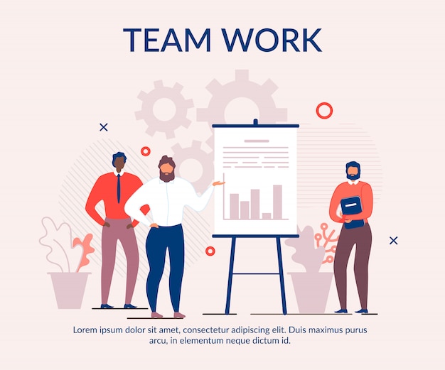 Vector text cartoon banner advertising effective teamwork