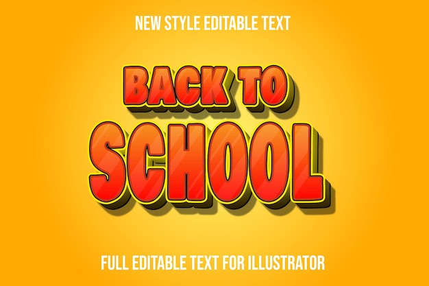 text effect 3d back to school color orange and yellow gradient