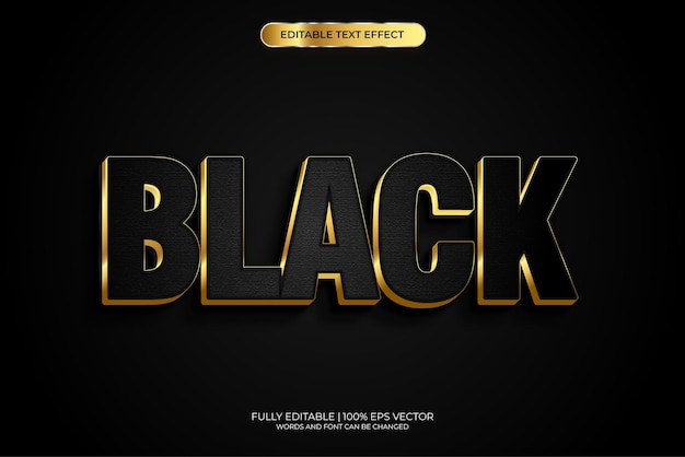 Vector text effect 3d black with gold effect