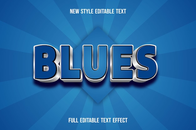 Text effect 3d blues color blue and silver