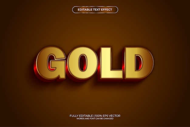 Vector text effect 3d gold with red effect