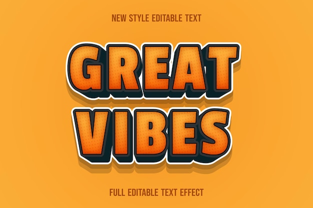 Text effect 3d great vibes color orange and black