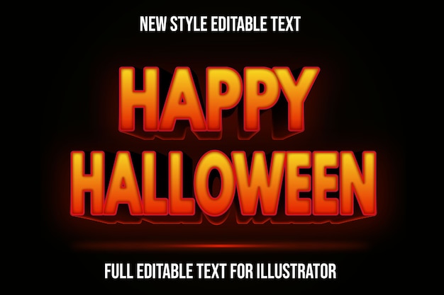 Вектор Текстовый эффект 3d счастливого хэллоуина цвет оранжевый и черный градиент