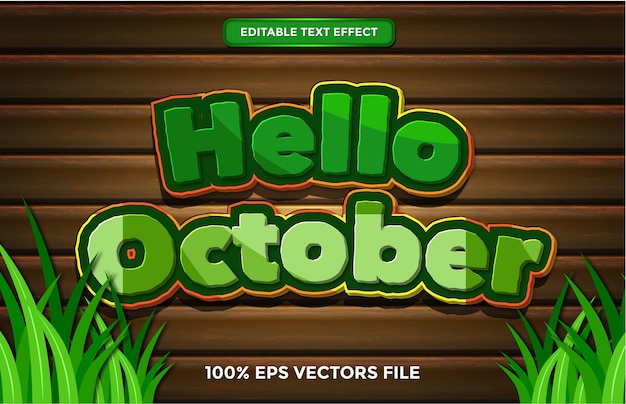 Текстовый эффект 3d hello october concept premium векторы