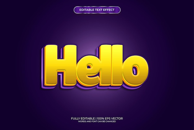 Vector text effect 3d hello