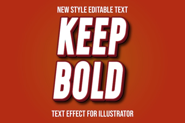 Text effect 3d keep bold color white and red gradient