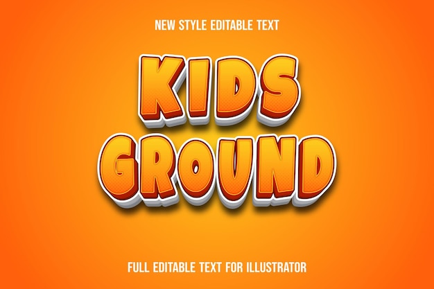 Текстовый эффект 3d дети основной цвет оранжевый и белый градиент