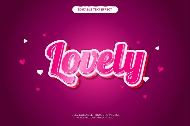 Vector text effect 3d lovely