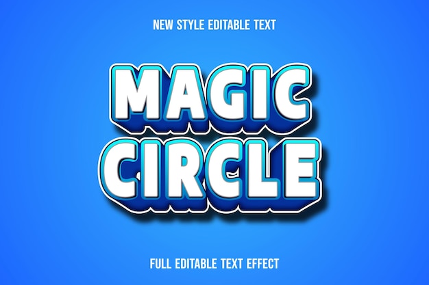 Effetto testo 3d cerchio magico colore bianco e blu