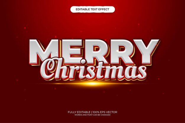 Vector text effect 3d merry christmas with light gold