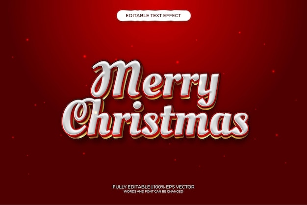 Vector text effect 3d merry christmas with red background