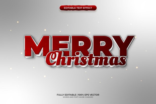 Vector text effect 3d merry christmas