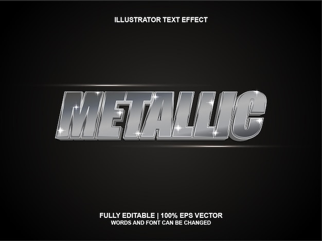 Vector text effect 3d metallic