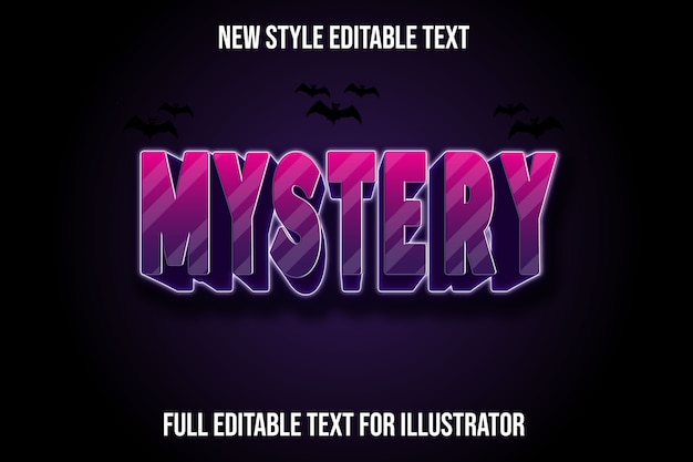 Vector text effect 3d mystery color pink and purple gradient