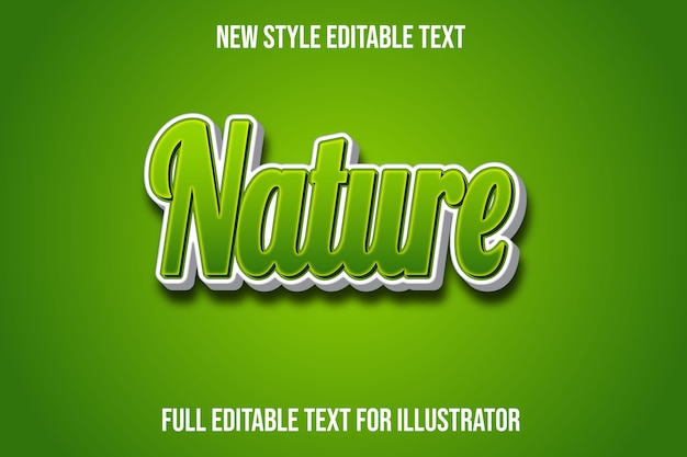 Text effect 3d nature color green and white gradient