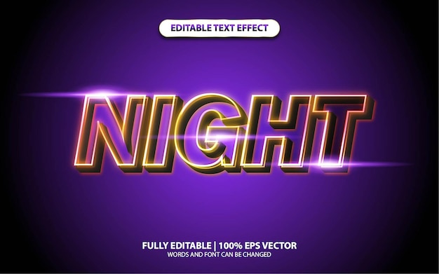 Premium Vector | Text effect 3d night