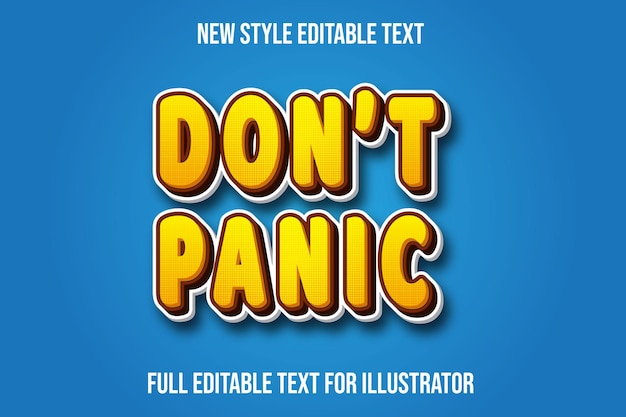 Text effect 3d don't panic message