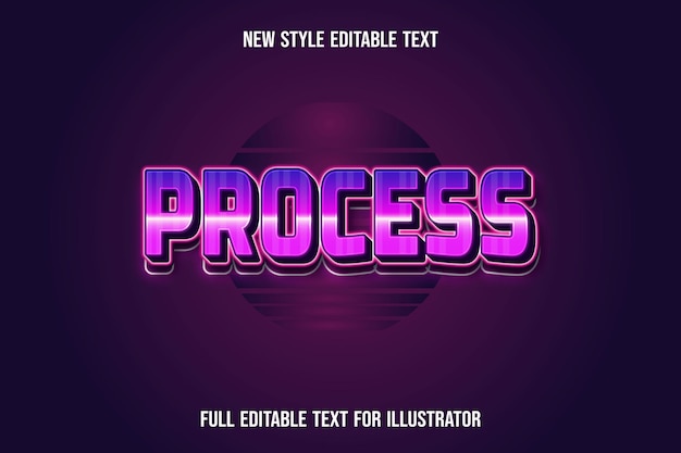 Vector text effect 3d process color pink and purple gradient
