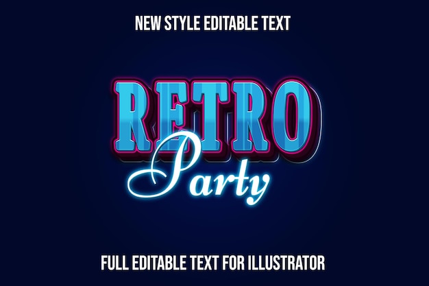 Text effect 3d retro party color blue and pink gradient