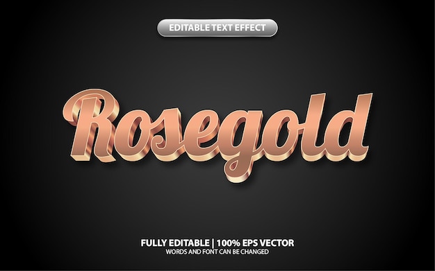 Text effect 3d rose gold