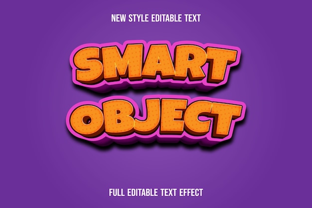 Text effect 3d smart object color orange and pink gradient